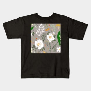 Garden florals on soft grey. Kids T-Shirt